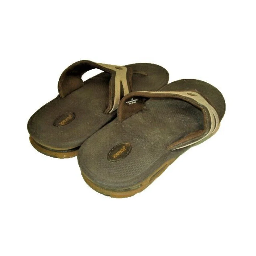 Mens Speedo Brown Slides Thongs  Beach Swim Sandals Shoes sz 12
